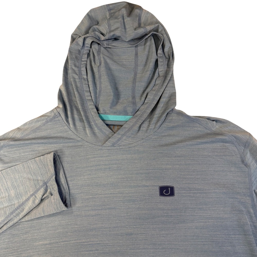 AVID Sportswear Mens XL Blue Heather Performance Hoodie Sun Shirt UV Protection